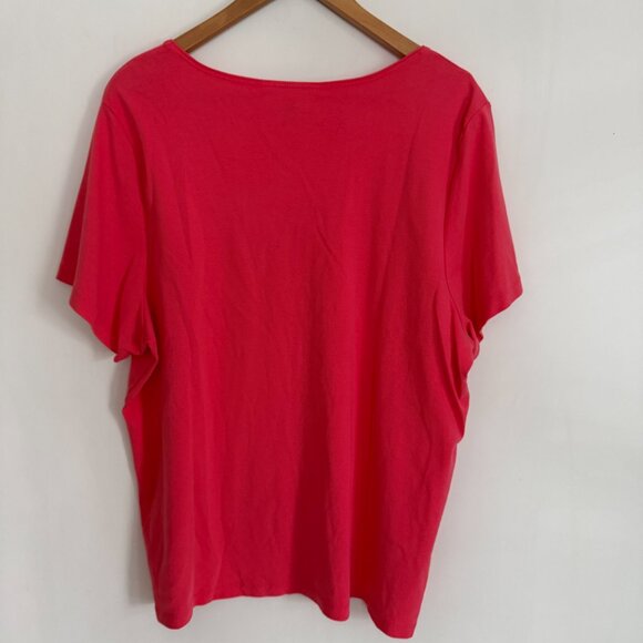 Karen Scott Woman Orange Round Neck Short Sleeves Pullover Top Size 3X - Picture 2 of 4